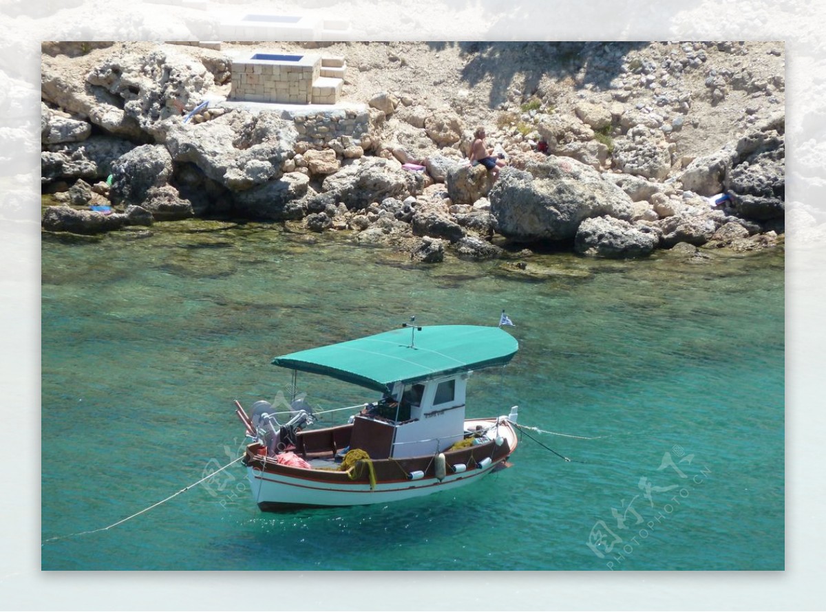 希腊海洋水自然蓝色帆船