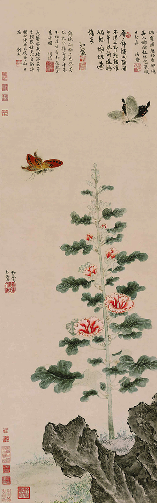 传统中国画蝴蝶葵花
