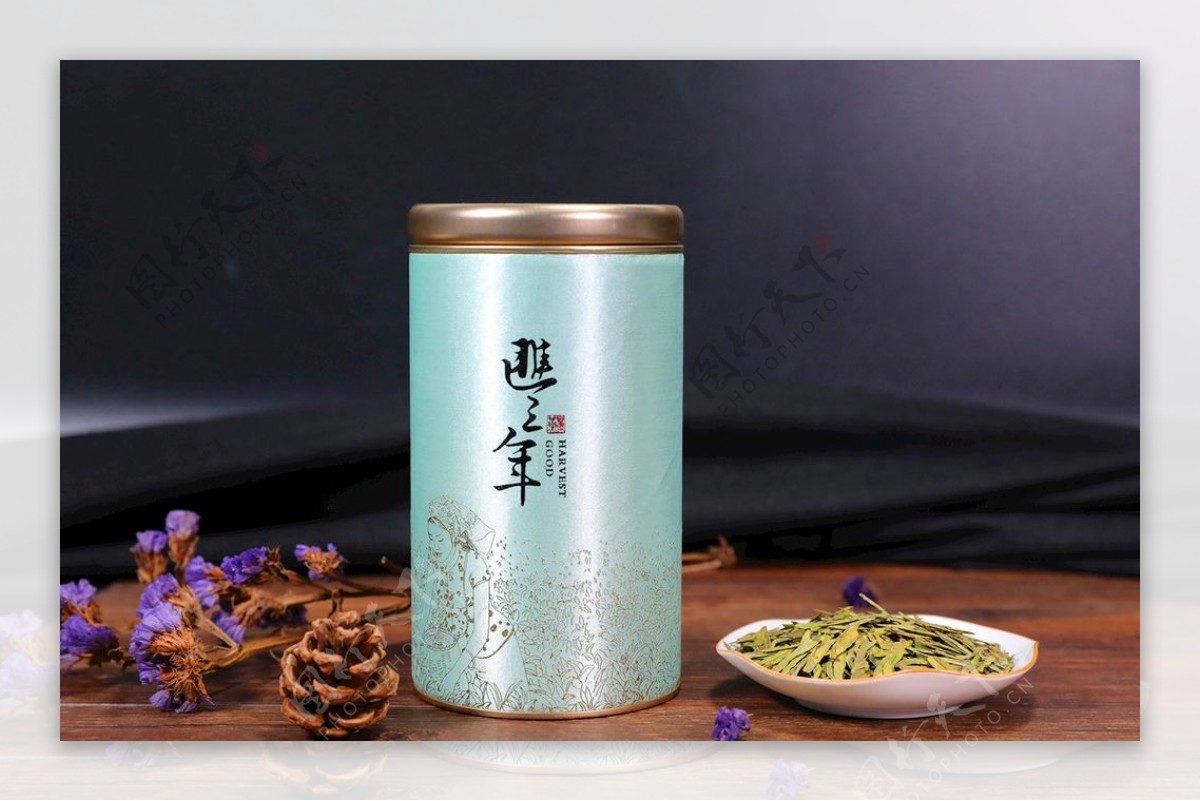 茶罐摄影茶叶绿茶西湖龙井