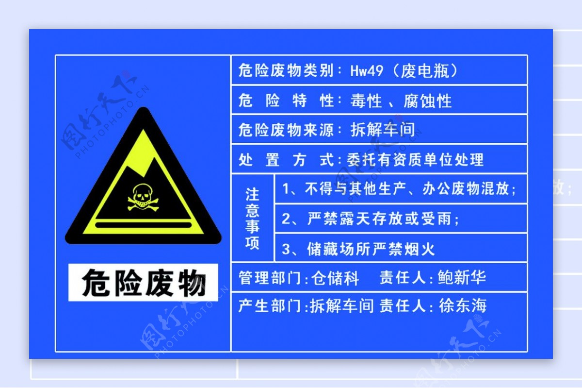 废电瓶危险废物类别牌