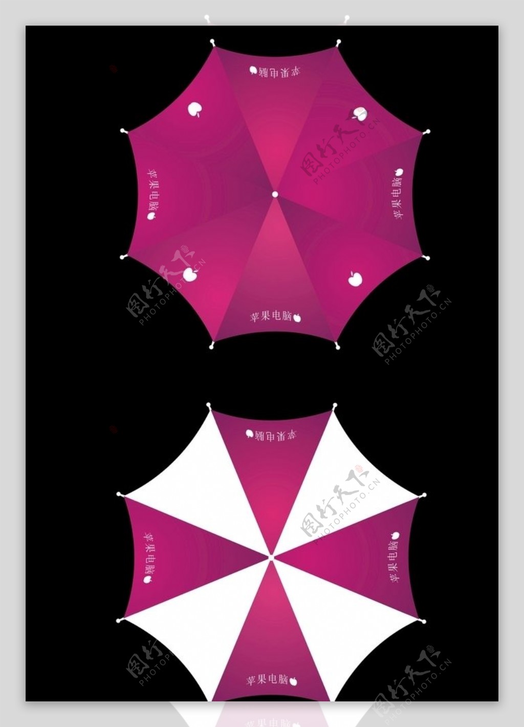 cdr立体雨伞伞面广告紫白矢量