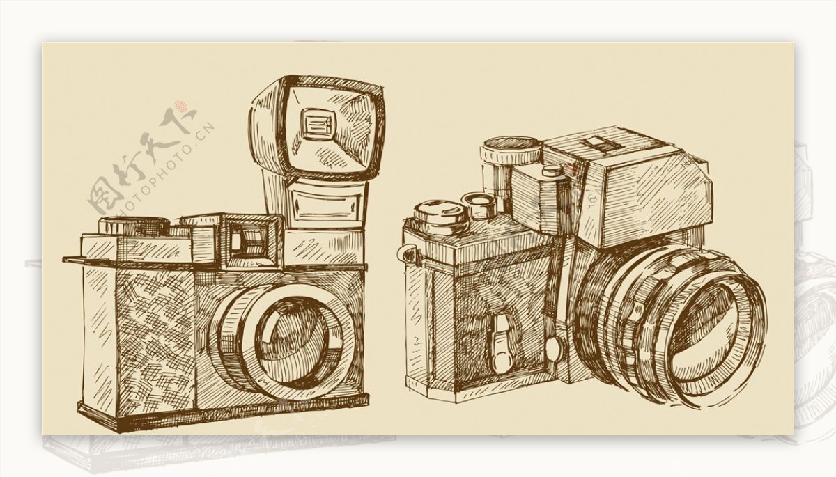 复古手绘照相机