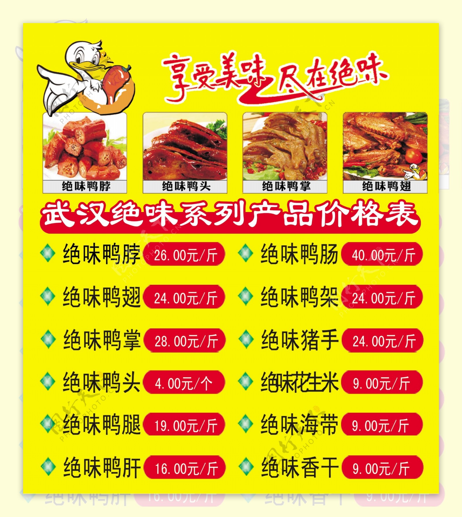 鸭脖价目表美食食品海报