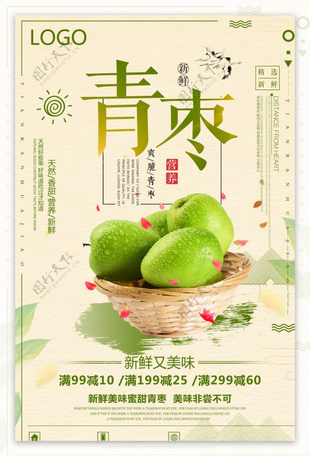 中国风青枣冬季时令水果宣传海报
