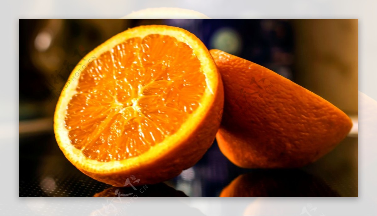 橙子切开的香橙