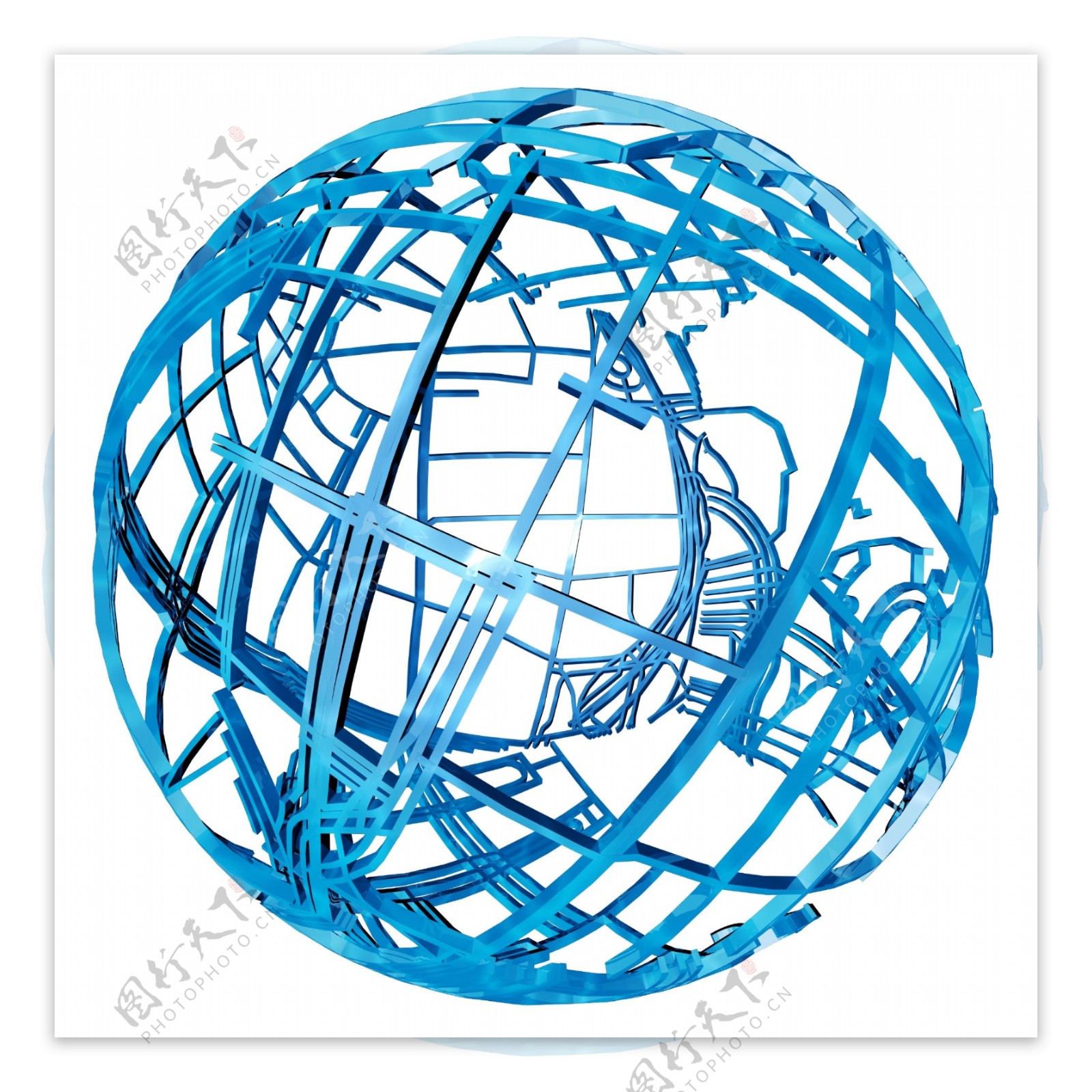 世界圆形圆球框架蓝色科技立体