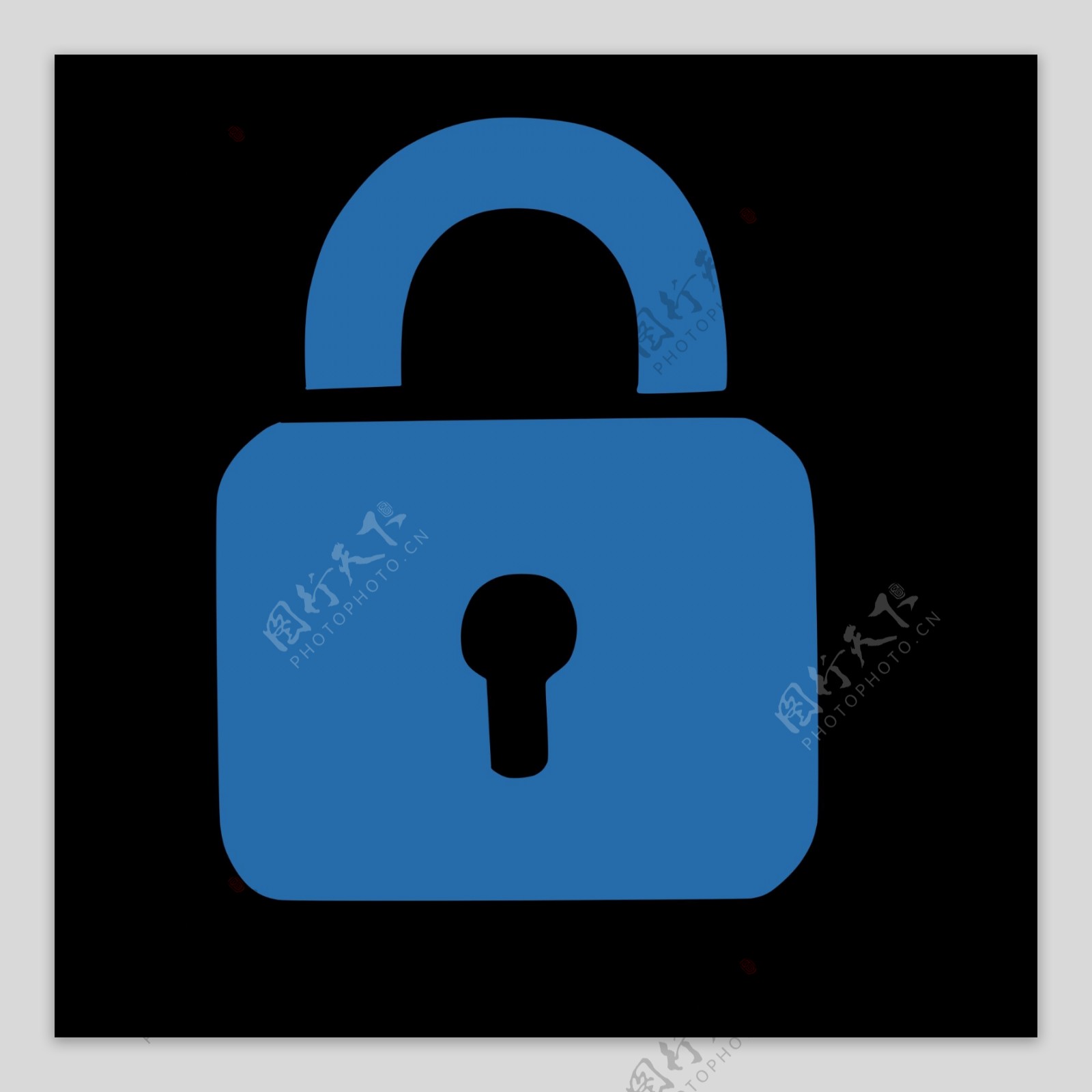 锁具蓝色标志图形装饰素材