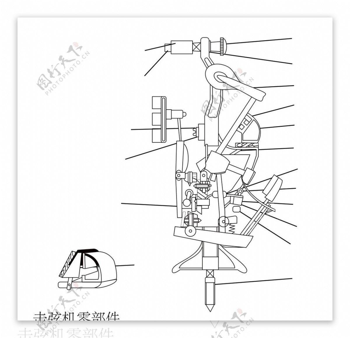 击弦机零部件钢琴配置图设计