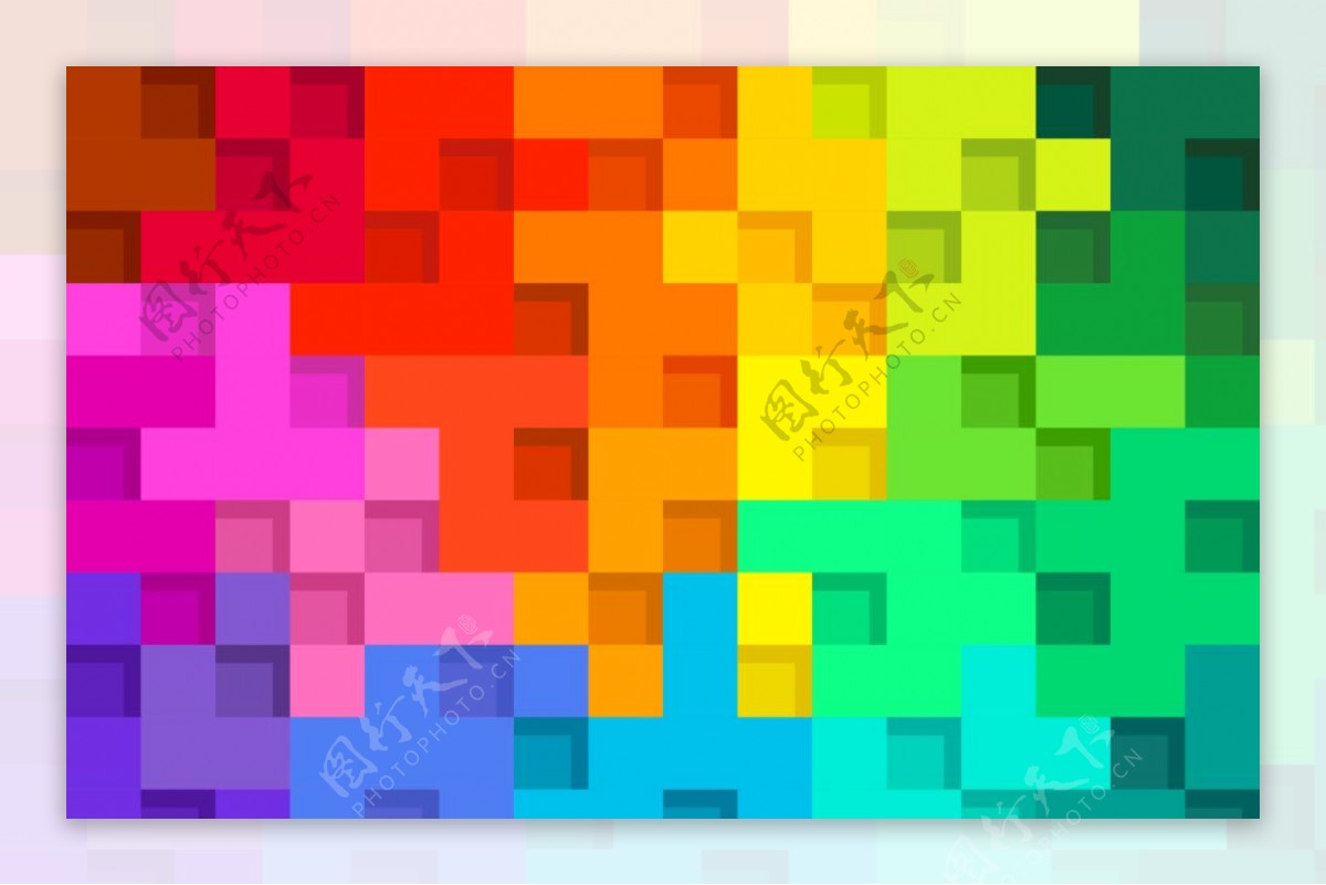 抽象多彩的颜色拼接形成的马赛克