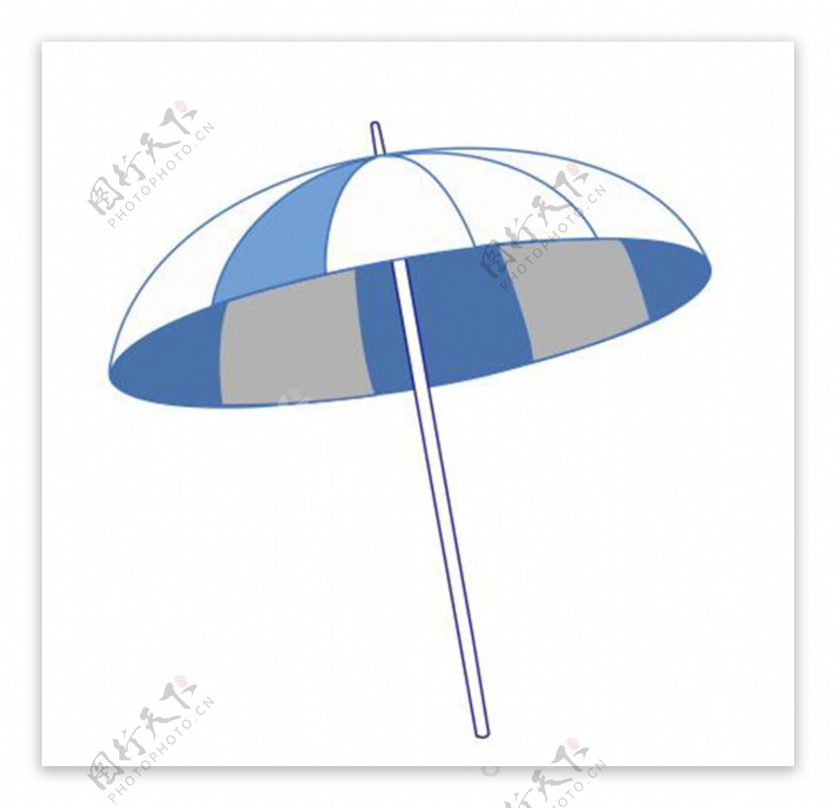蓝色白色间隔沙滩伞雨伞太阳伞