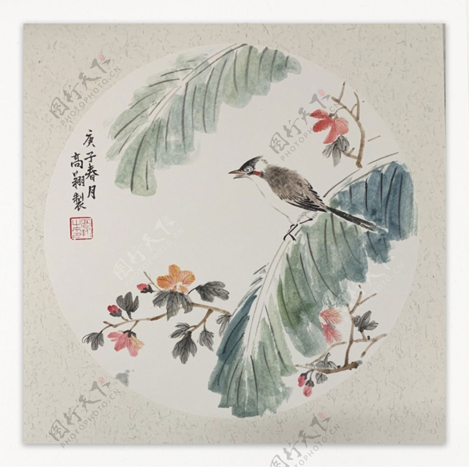 中国传统花鸟水墨画