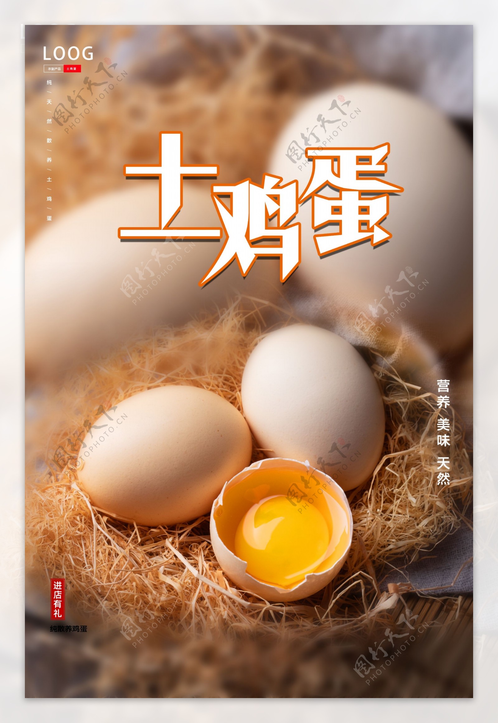 简约土鸡蛋促销海报