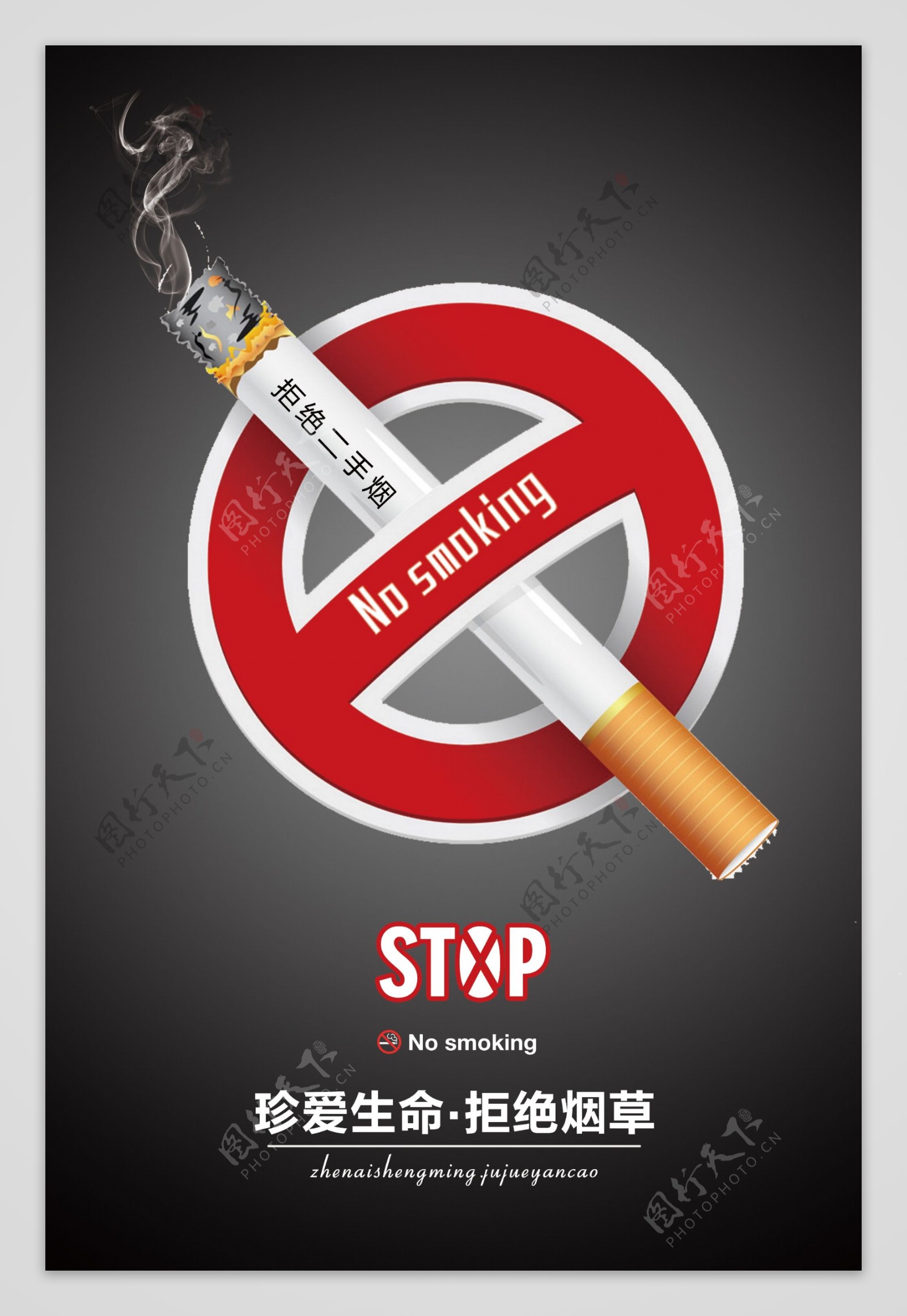 禁止吸烟健康红黑海报