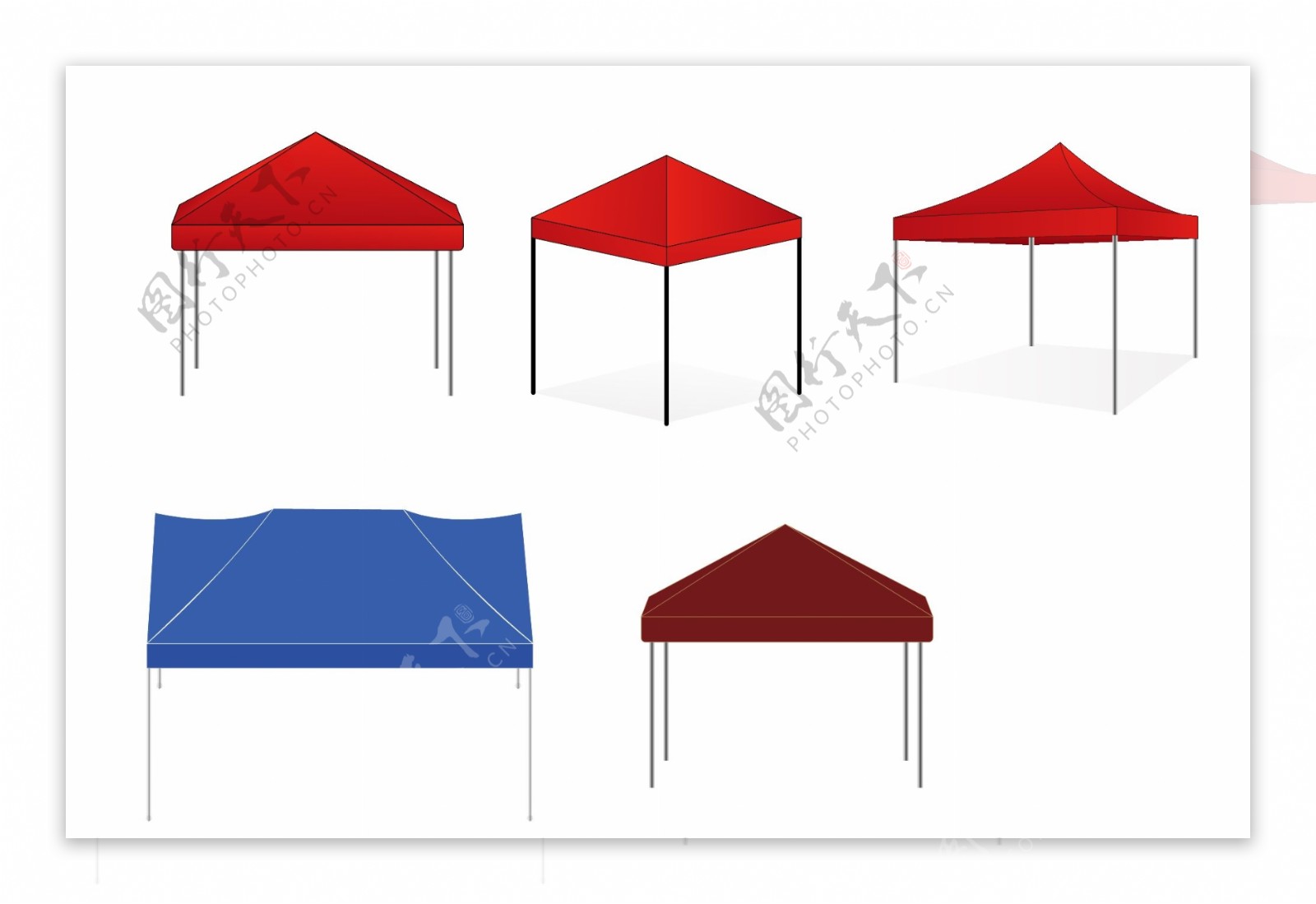 市集活动用帐篷雨伞遮阳伞矢量