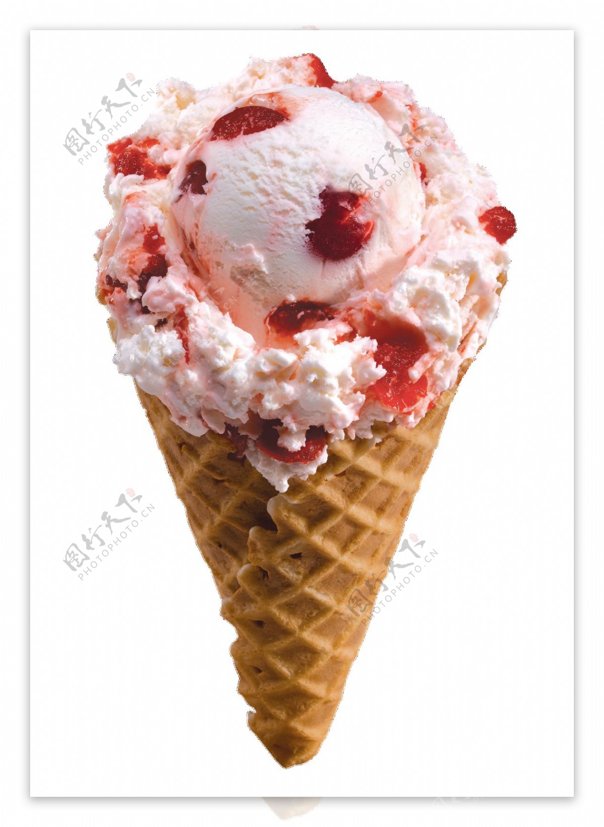 草莓冰淇淋甜筒夏日免抠素材
