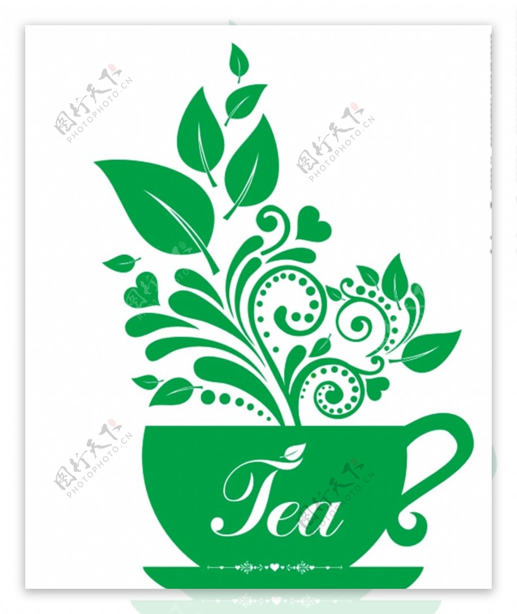 茶叶花纹茶壶绿茶