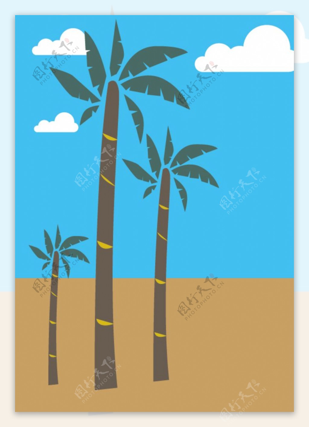 椰树白云蓝天沙滩