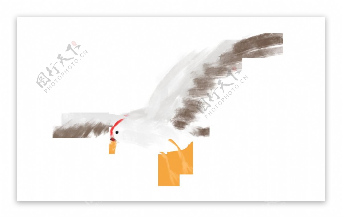 海鸥飞翔插画卡通立体海报素材