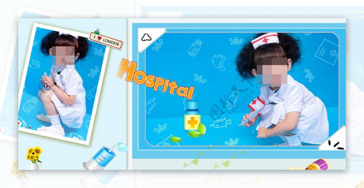 小护士儿童通用相册PSD模板
