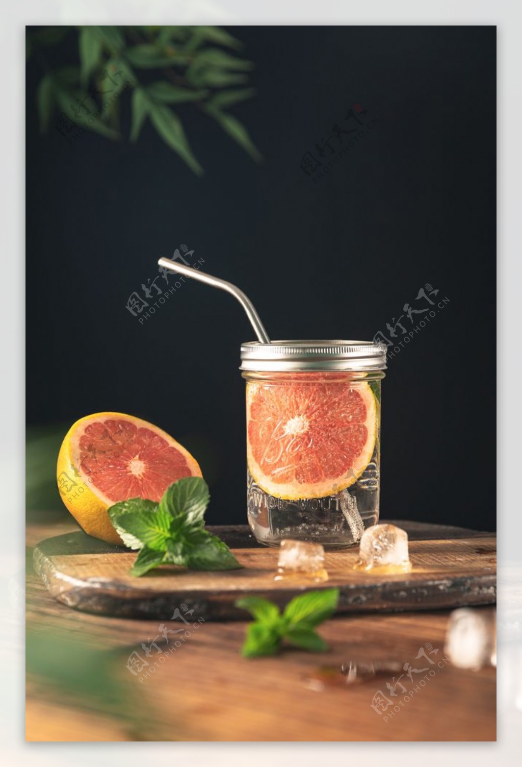 西柚汁饮品饮料夏季清新背景素材