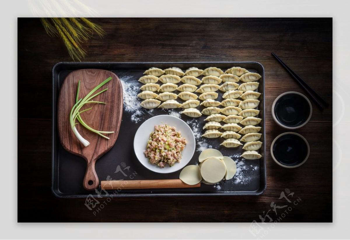 饺子手工美食食材背景素材