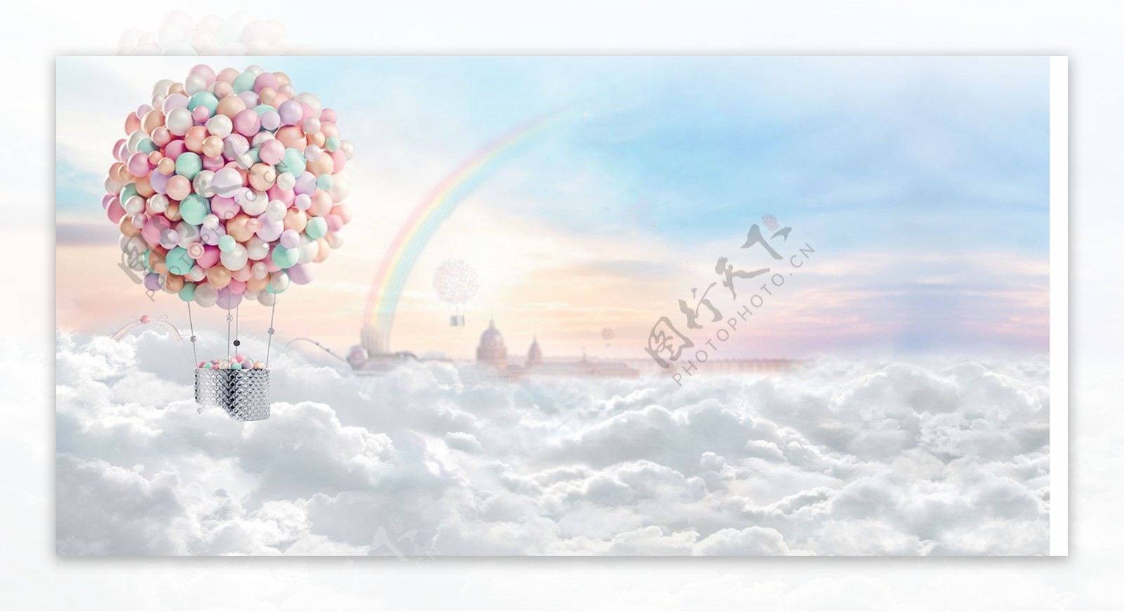云端热气球彩虹唯美告白壁纸