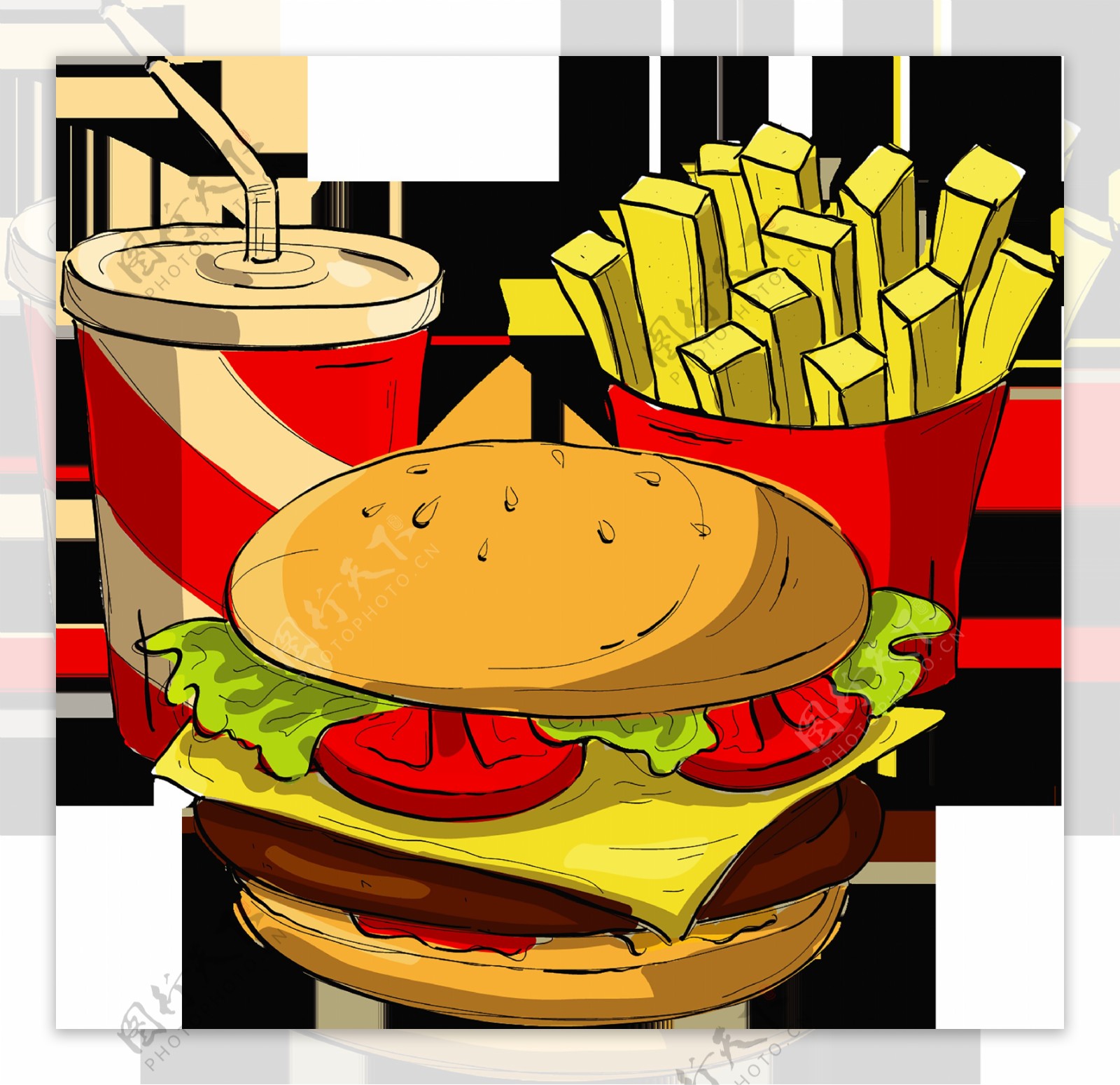 汉堡包、可乐和炸薯条 向量例证. 插画 包括有 油煎, 干酪, 经典, 汉堡, 可乐, 三明治, 不健康 - 31610762