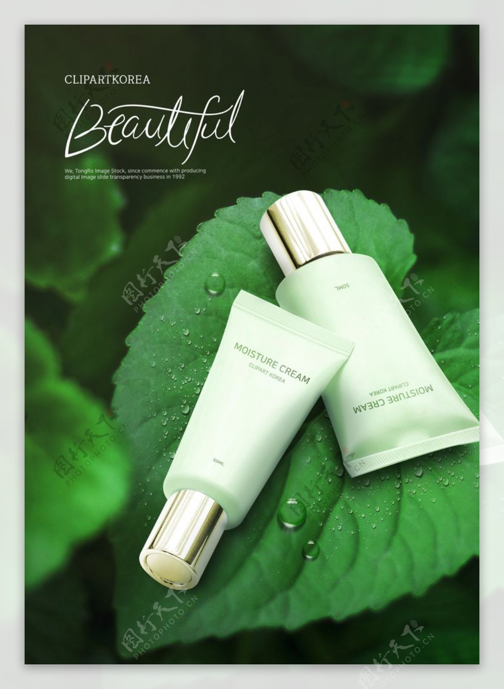清凉一夏绿色植物化妆品宣传海报