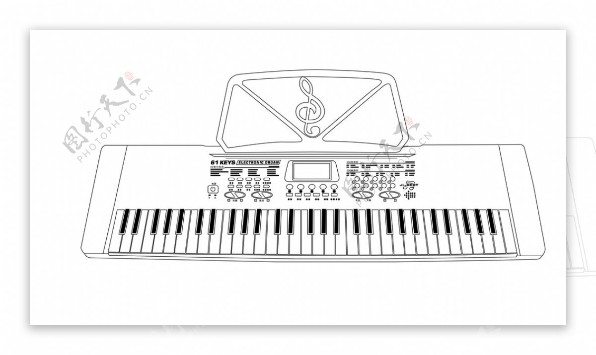 电子钢琴线稿图片