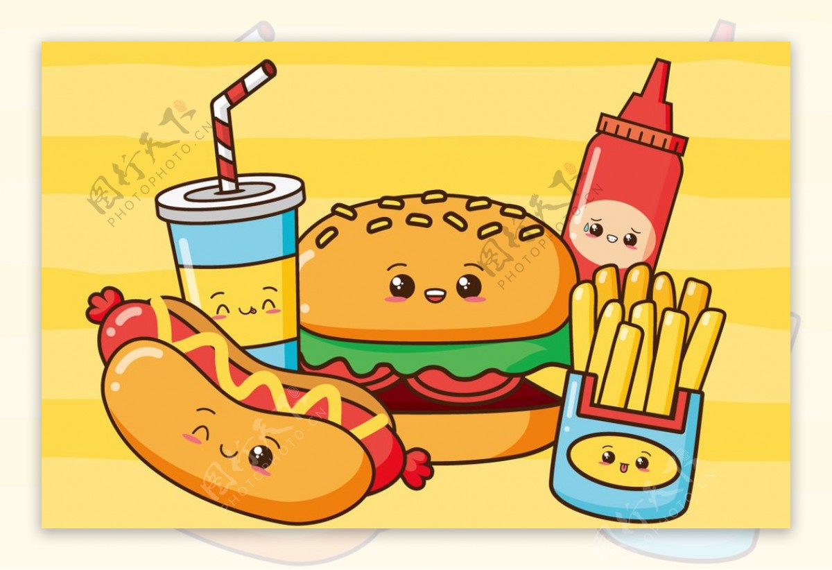 西式快餐食物插画