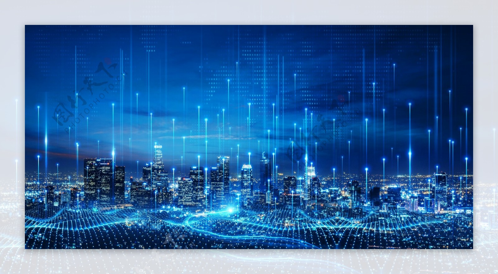 蓝色科技感城市图片