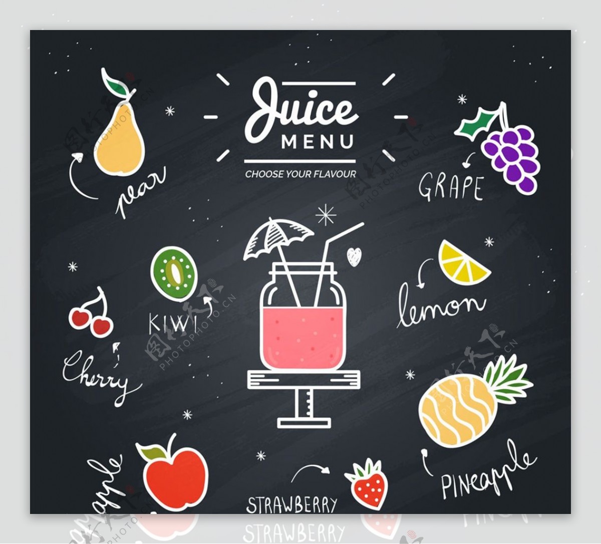 水果汁黑板酒水单图片
