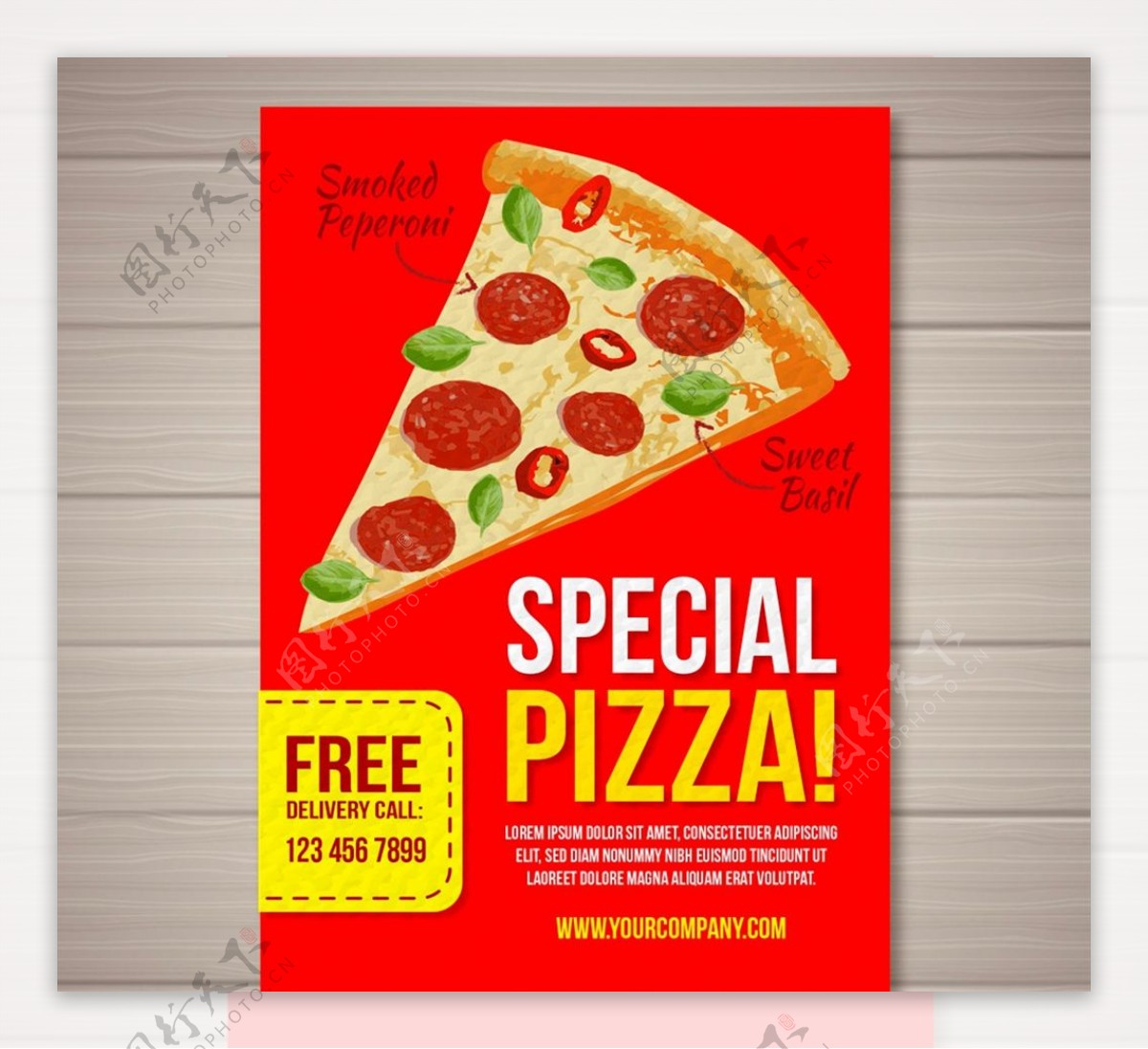彩绘三角披萨传单图片