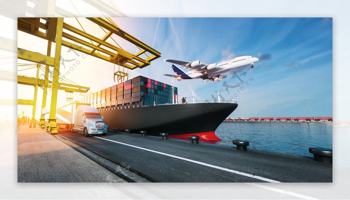 游轮港口飞机企业背景海报素材图片