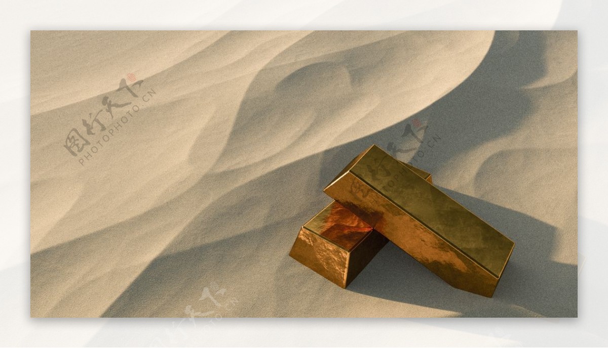 沙漠金条金砖背景图片