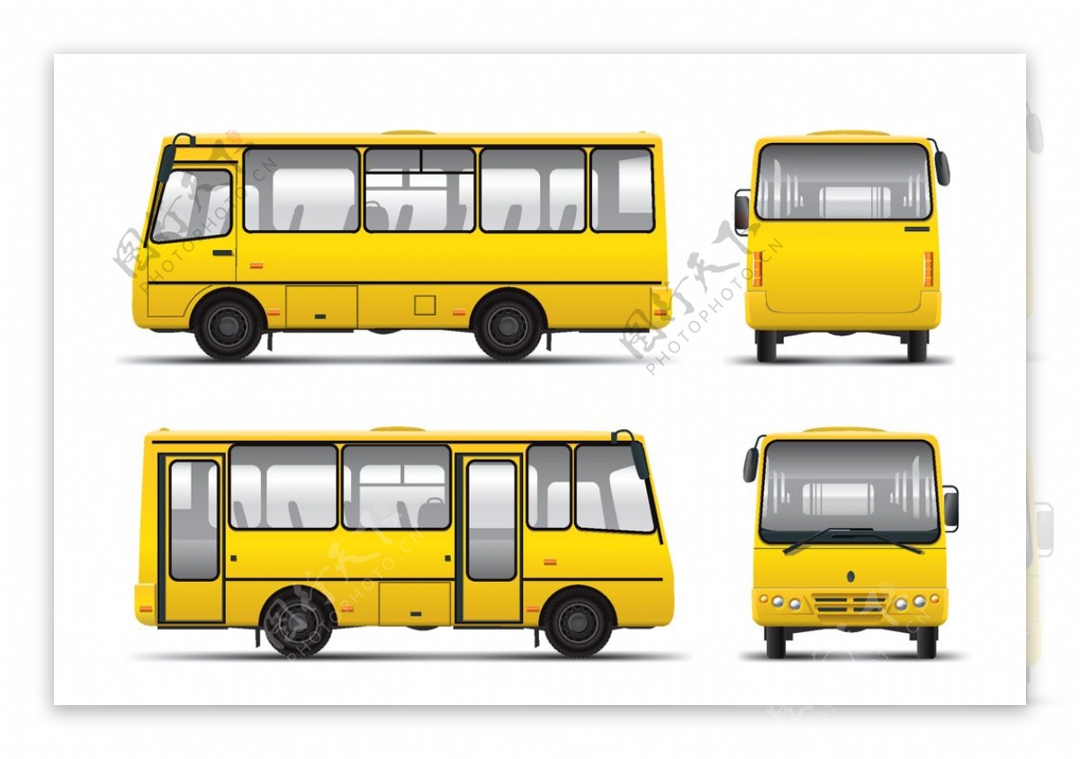 黄色巴士矢量素材图片