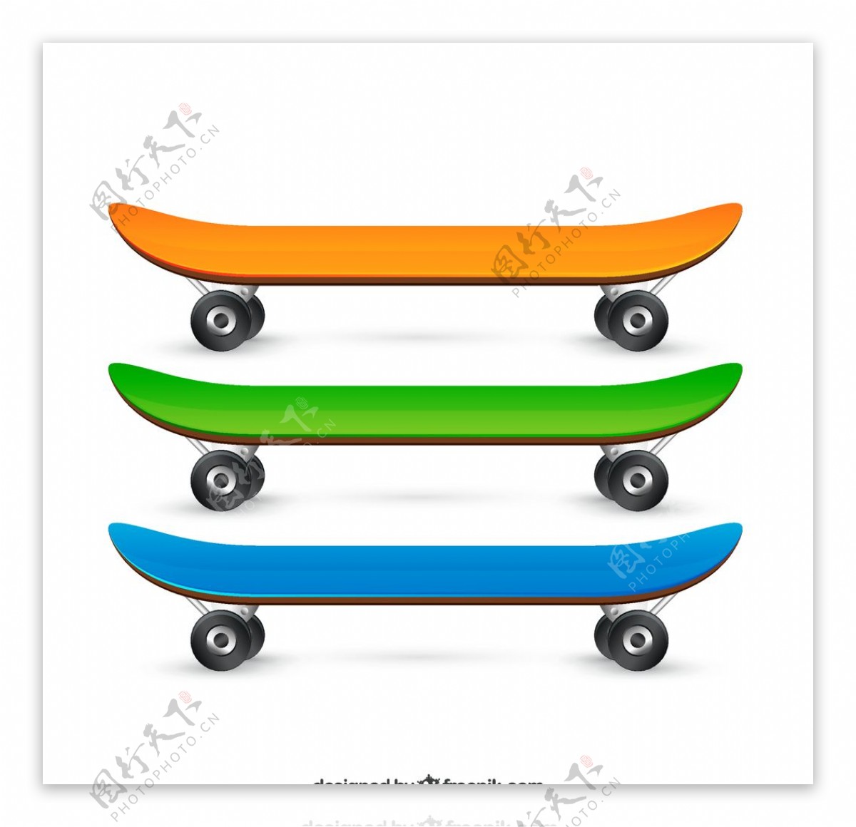 彩色滑板矢量图片