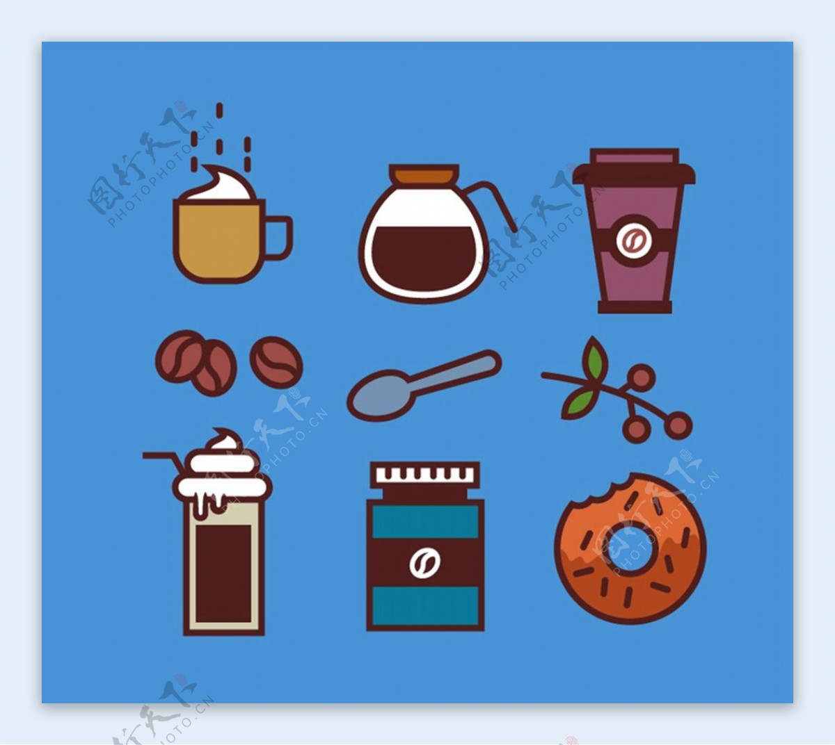 简笔咖啡元素图标图片
