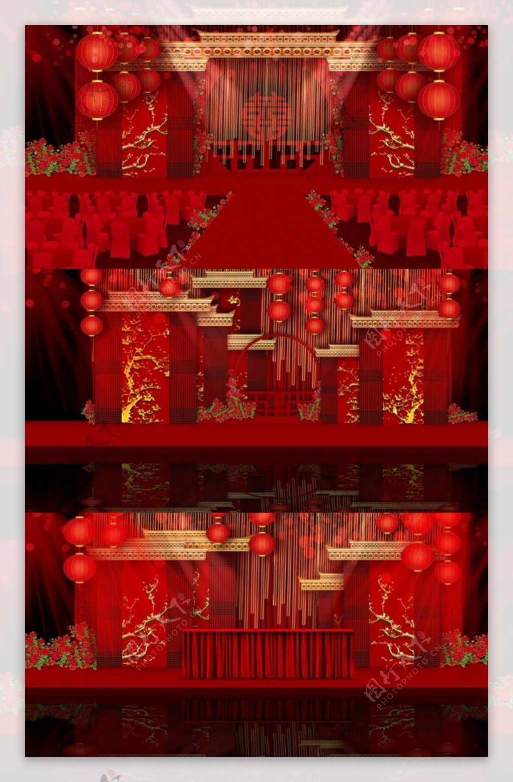 大气红色婚礼中国风图片