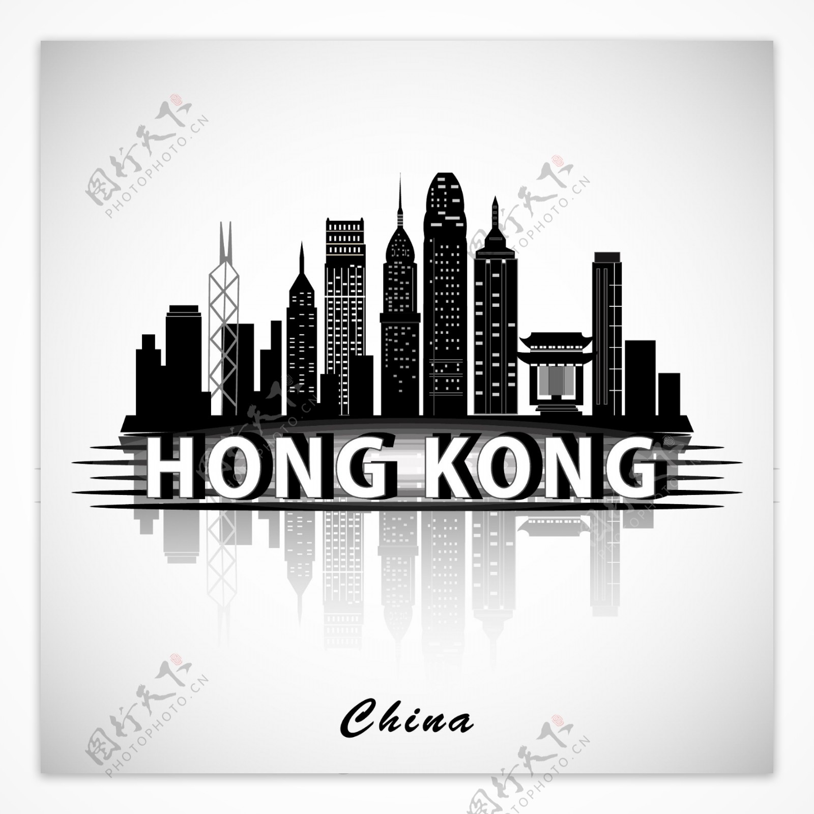 香港建筑群剪影图片