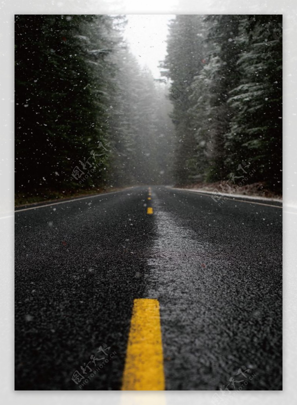 下雪的公路图片