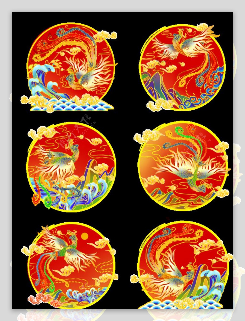 中国风凤凰牡丹手绘图片