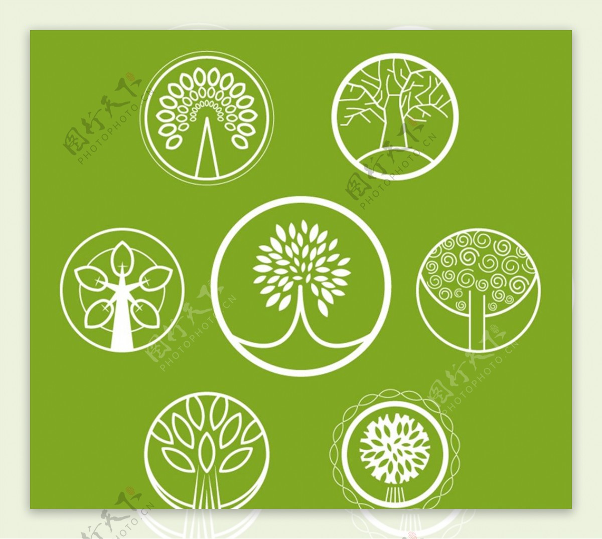 圆形抽象树木图标图片