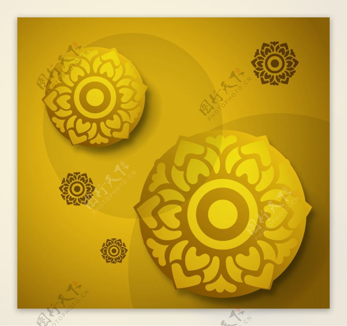金色花朵圆盘背景图片