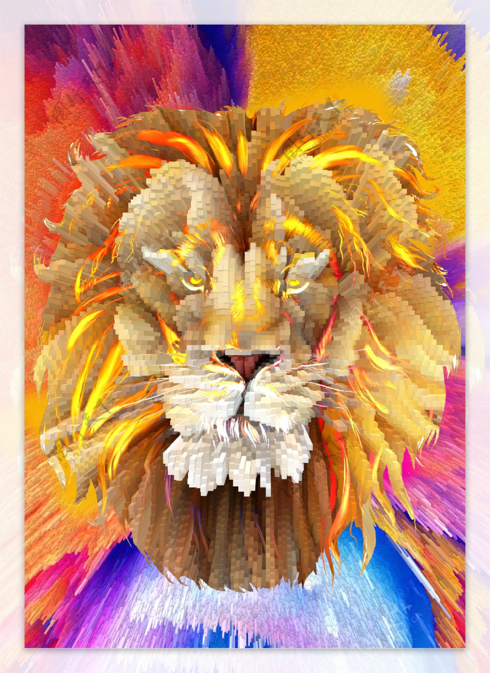 狮子3d插画图片