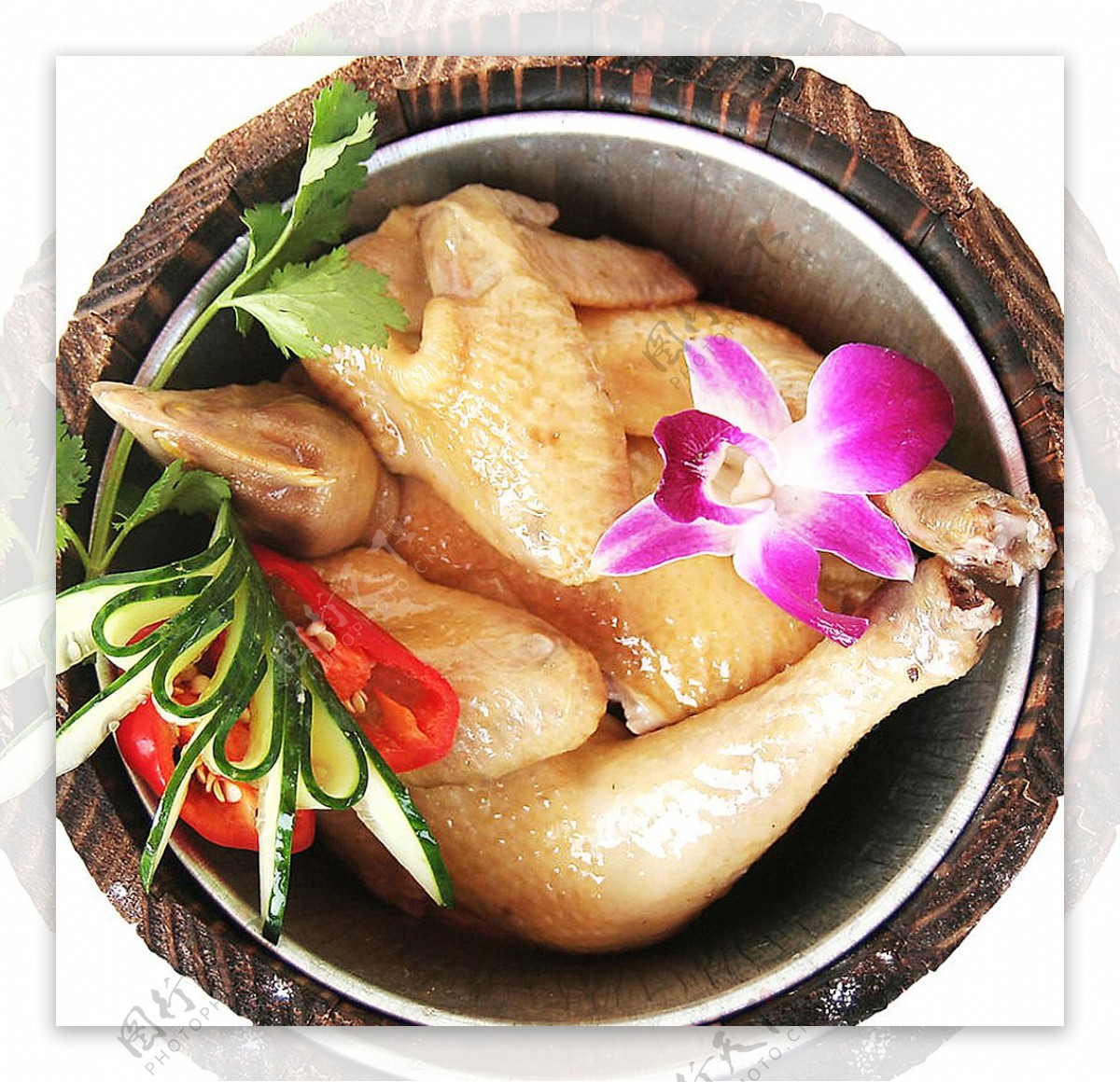 粤菜广东菜木桶水晶鸡图片