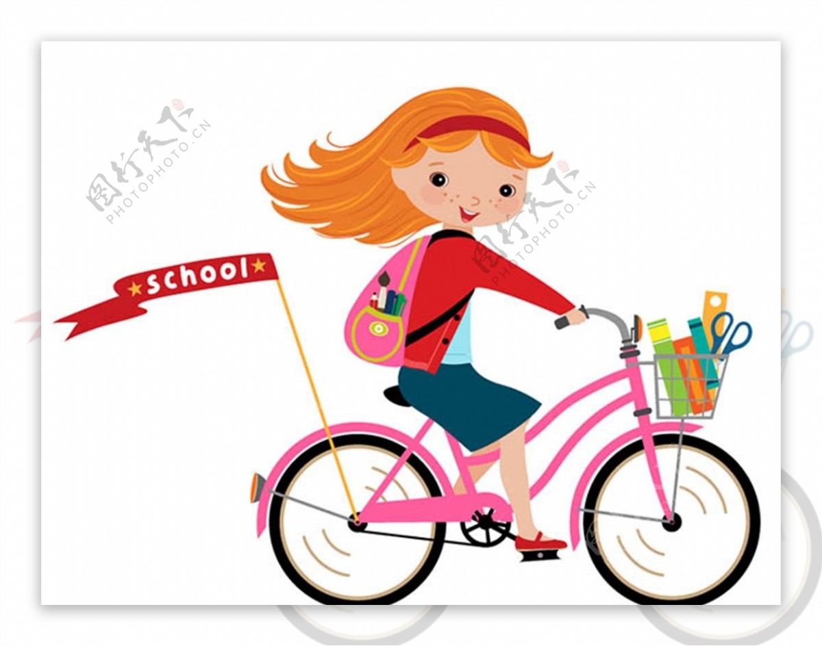 骑自行车的女学生图片