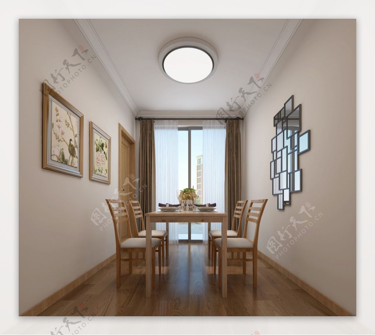 现代简约风餐厅室内设计效果图图片