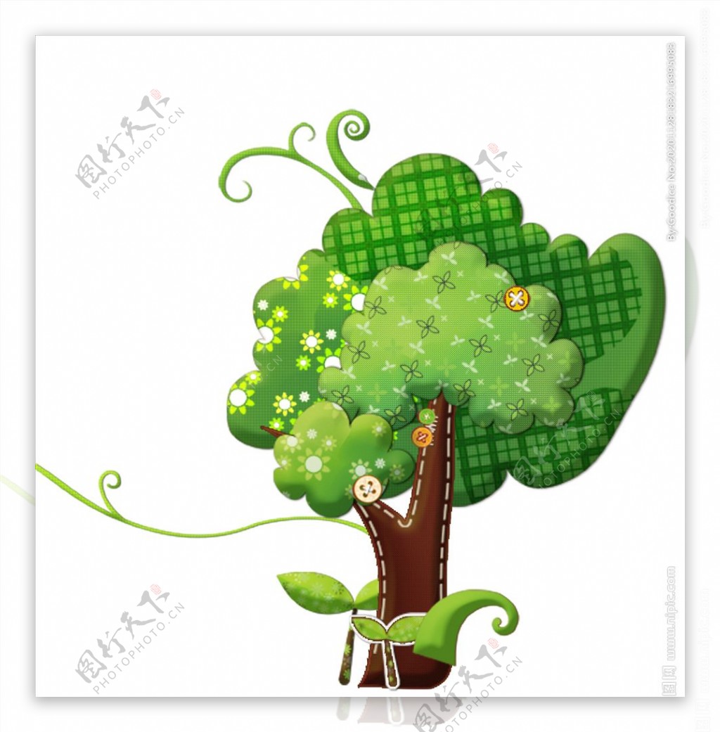 绿色卡通小树图片