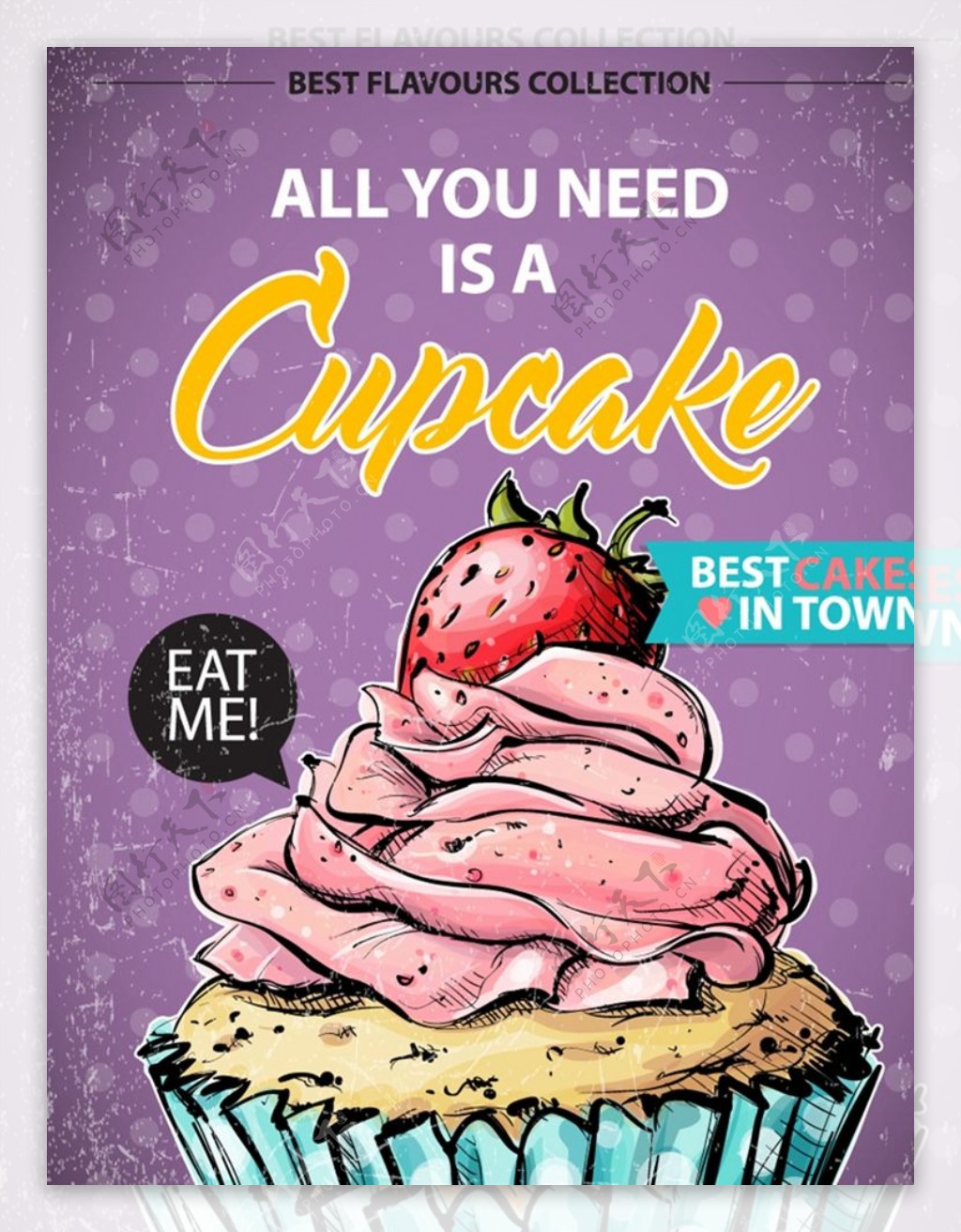 草莓纸杯蛋糕海报图片